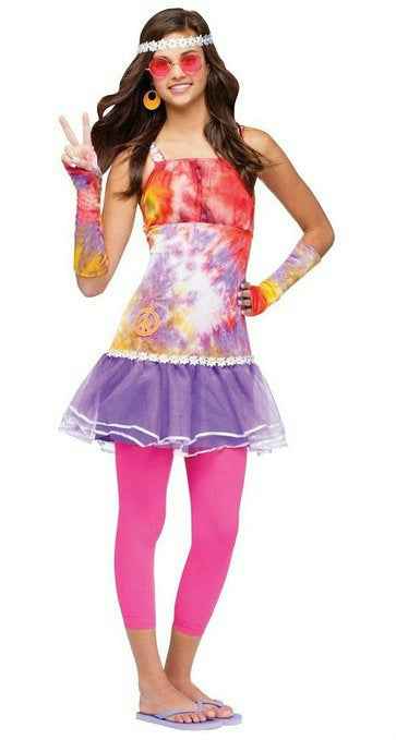 Age of Aquarius Hippie Juniors Teen Girls Costume Size 0-9