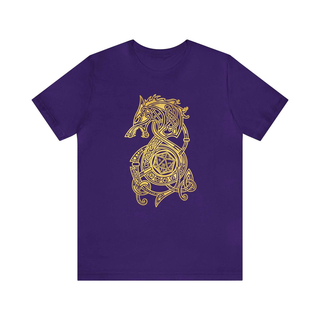 Golden Celtic Dice Dragon Shirt - Team Purple / S