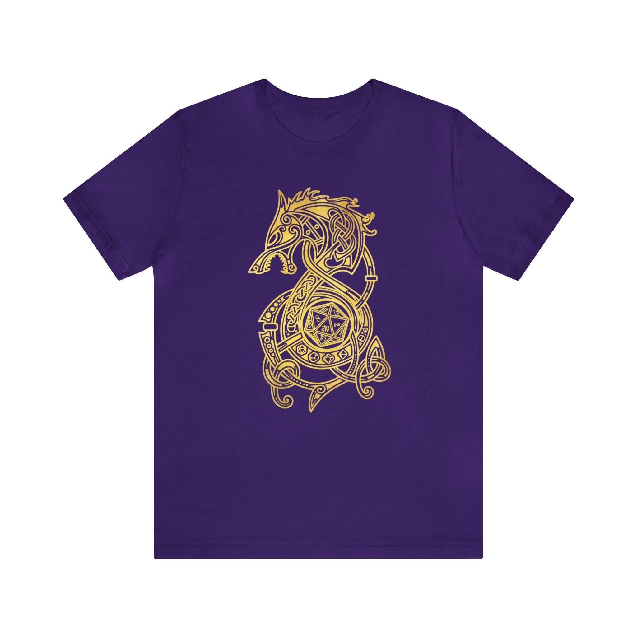 Golden Celtic Dice Dragon Shirt - Team Purple / S