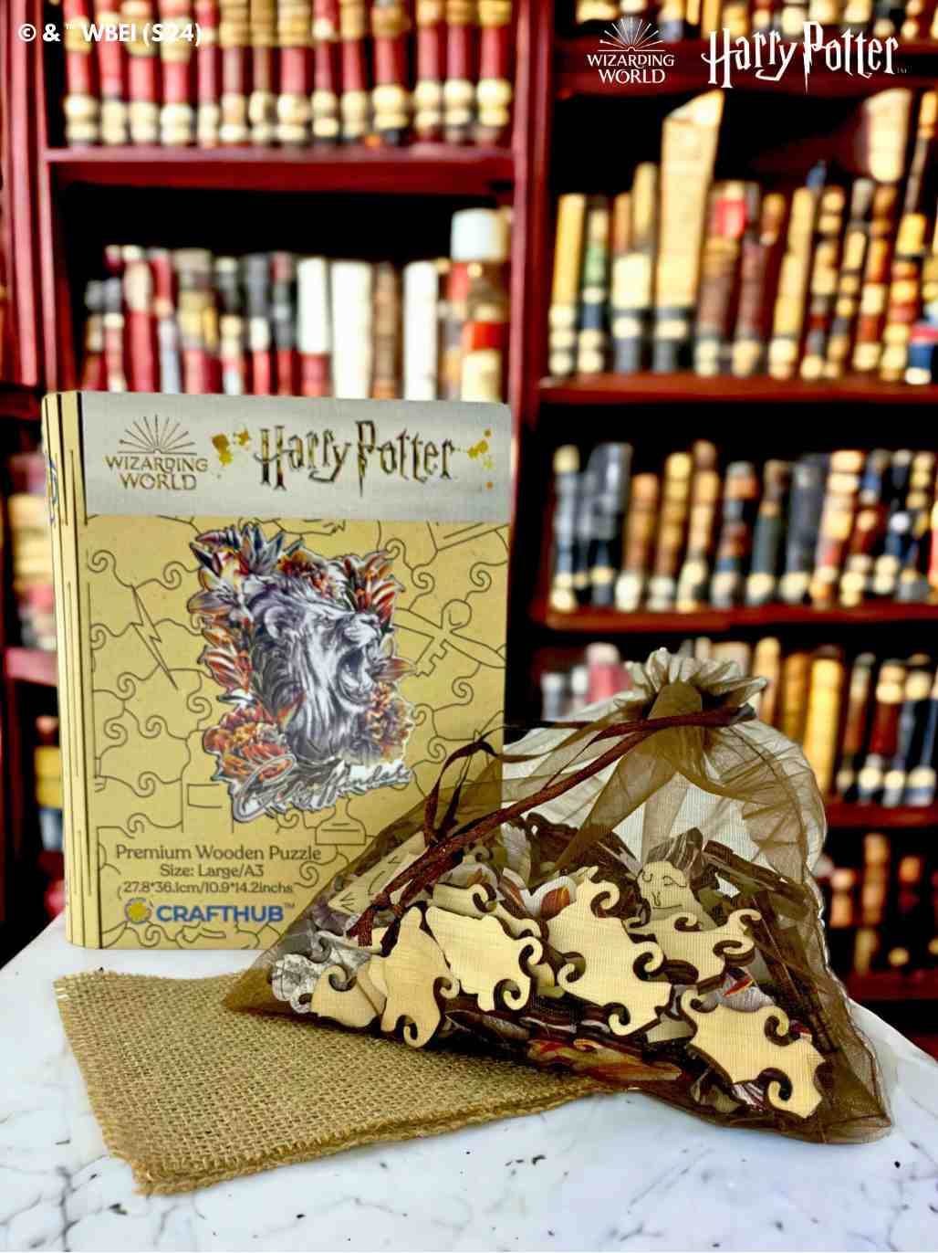 Harry Potter - Magical Gryffindor - Utilitarian Romance Crest Wooden Jigsaw Puzzle - A4 + Wooden Gift Box