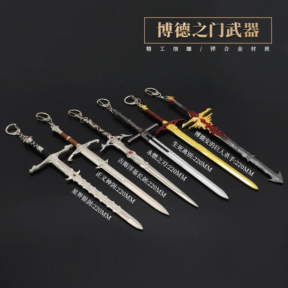 22CM Baldur's Gate 3 Game Peripheral The Sword in The Stone Githyanki Replica Miniature Cold Weapon Models Keychain