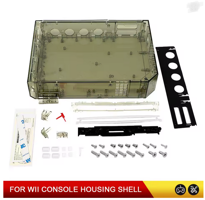 Nintendo Wii Replacement Shell Housing Smoke Black Clear Transparent