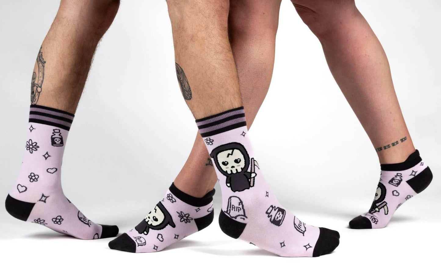 Pastel Goth Grim Reaper Ankle Socks - 