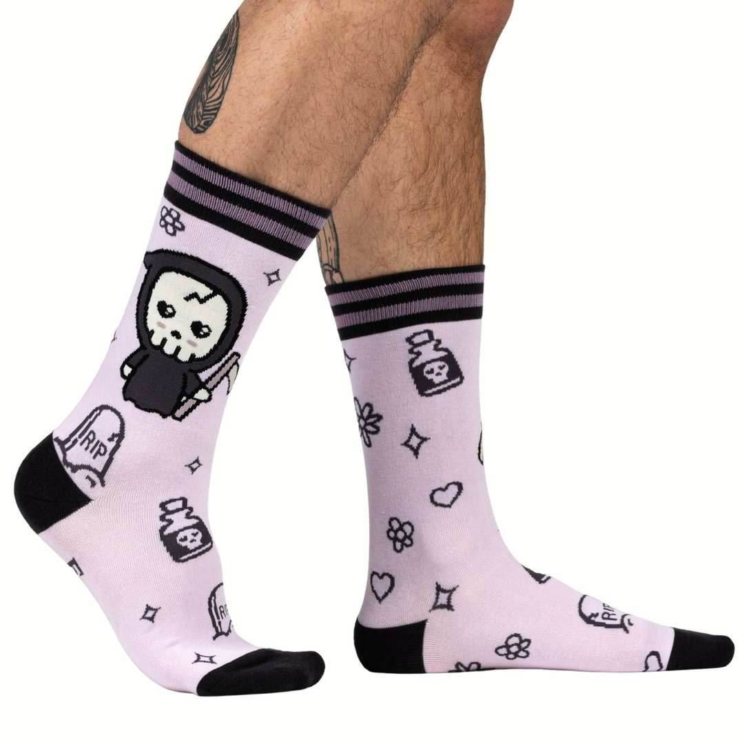 Pastel Goth Grim Reaper Crew Socks - 