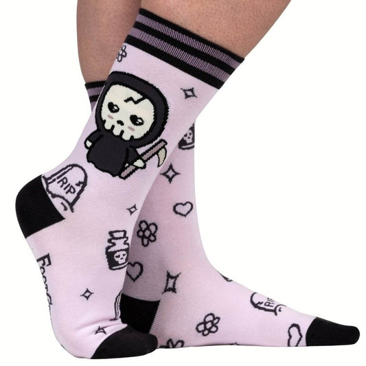 Pastel Goth Grim Reaper Crew Socks - 