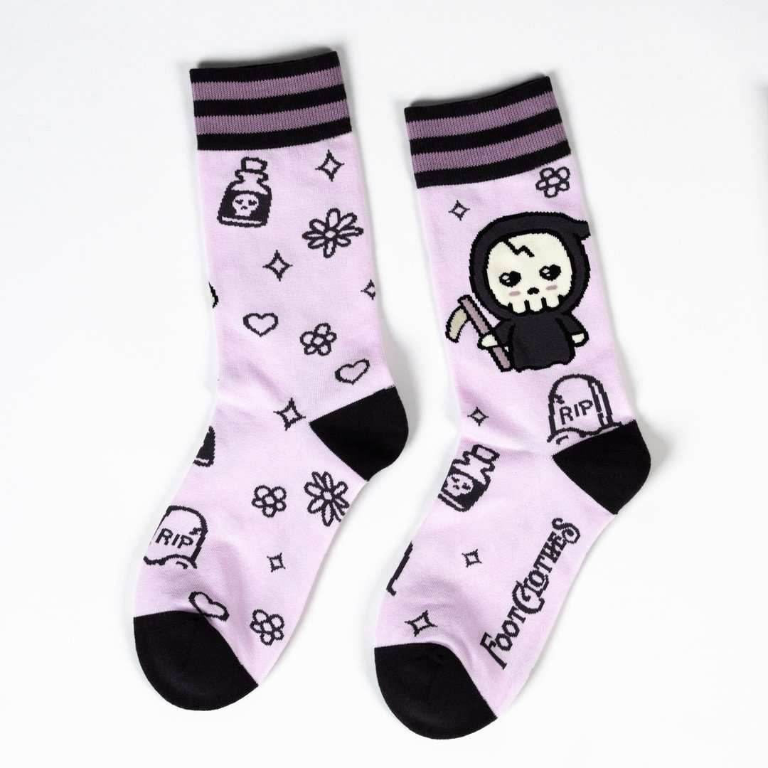 Pastel Goth Grim Reaper Crew Socks - 