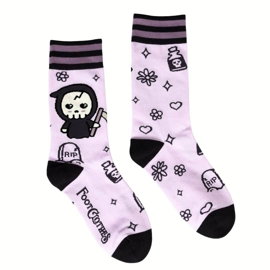 Pastel Goth Grim Reaper Crew Socks - 