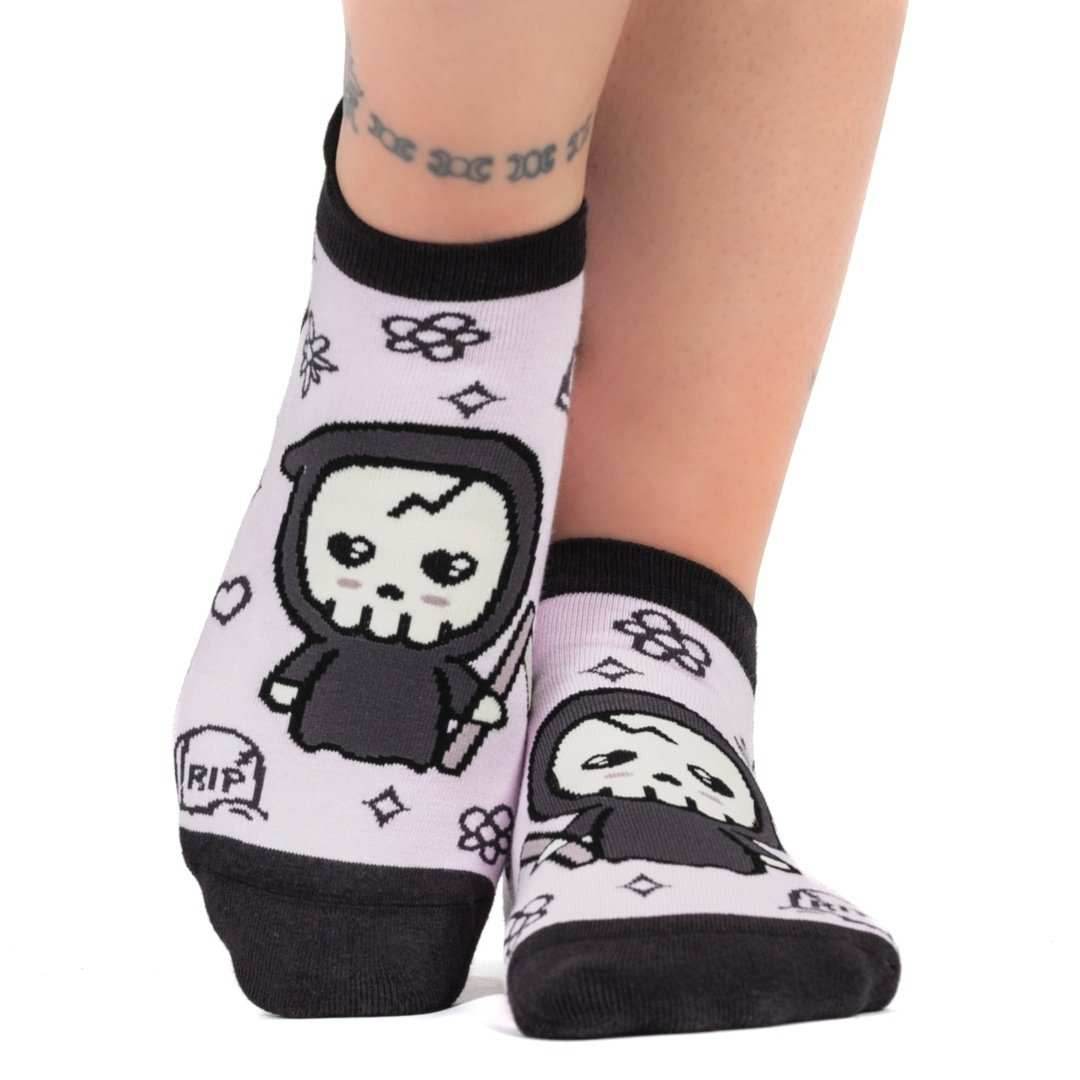 Pastel Goth Grim Reaper Ankle Socks - 