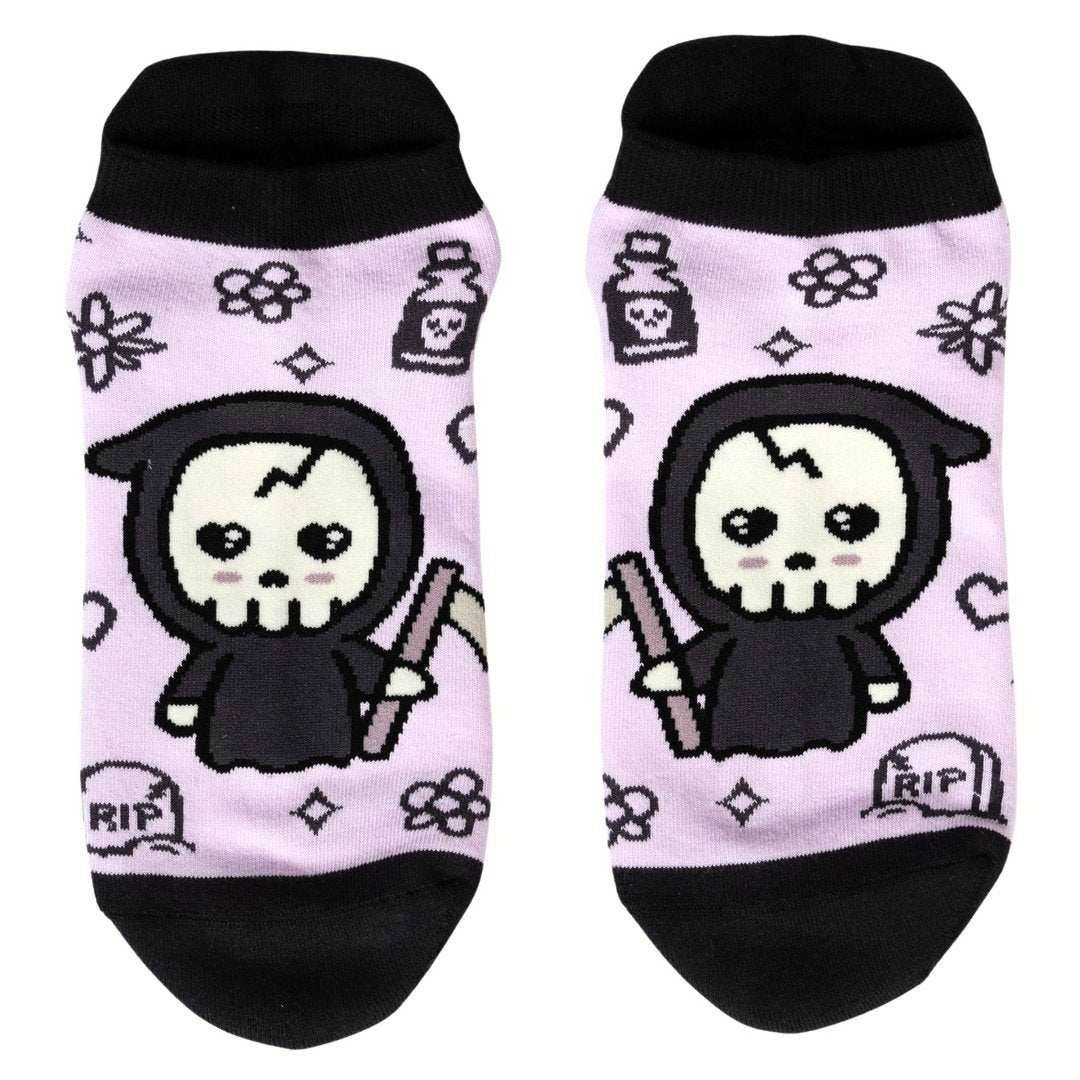 Pastel Goth Grim Reaper Ankle Socks - 