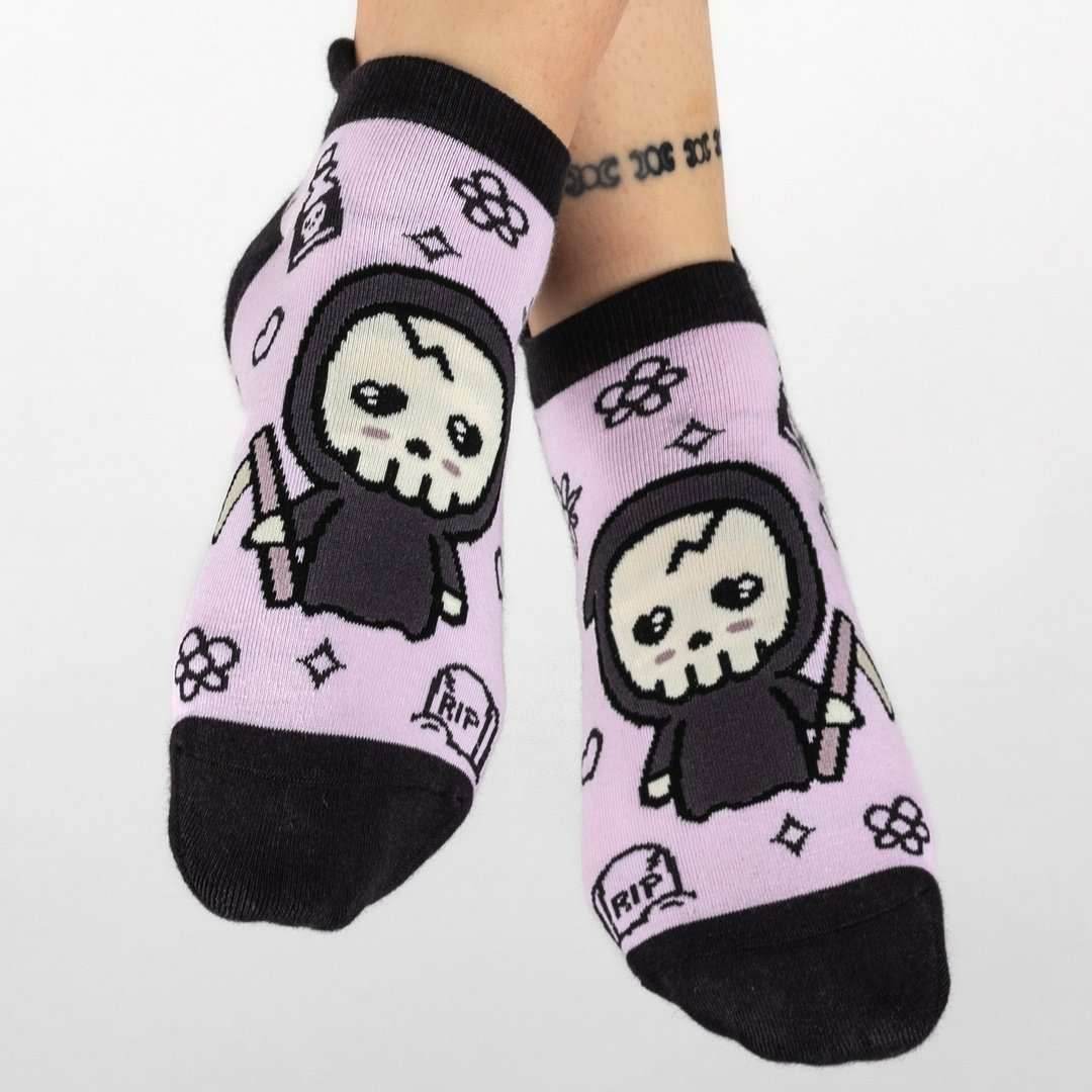 Pastel Goth Grim Reaper Ankle Socks - 