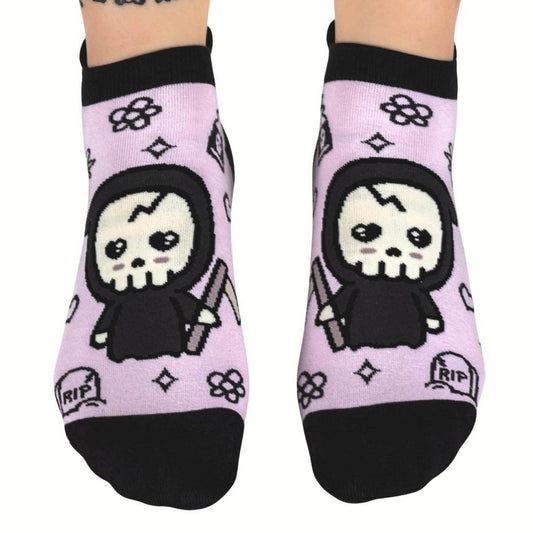 Pastel Goth Grim Reaper Ankle Socks - 
