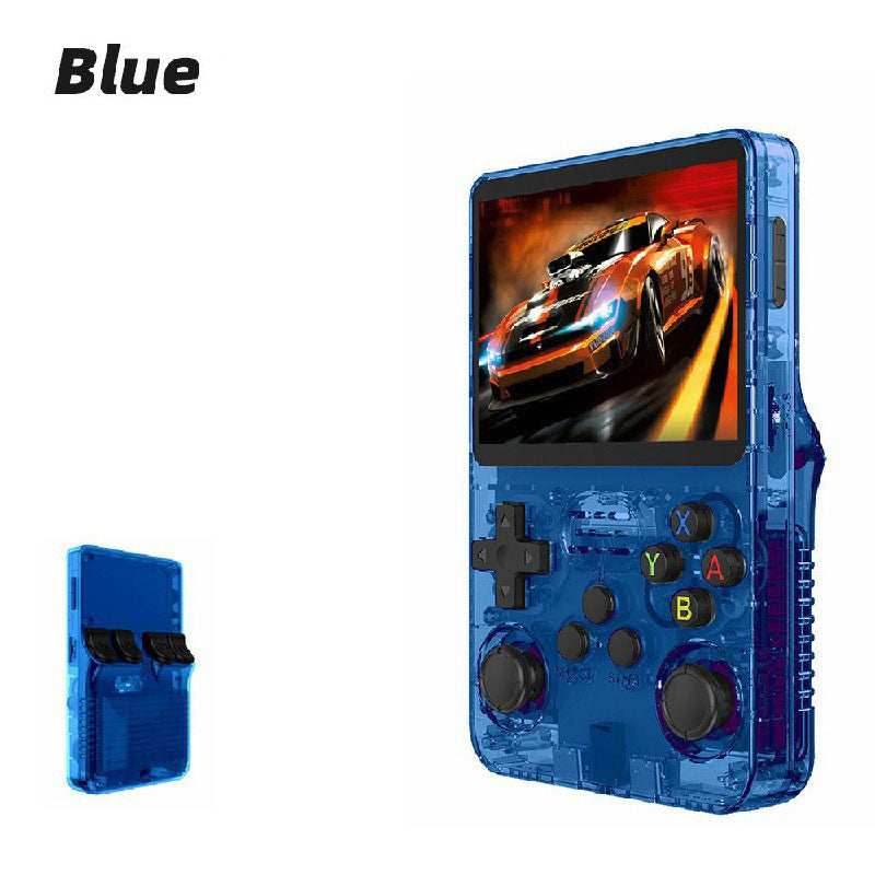 R36S Portable Handheld Retro Arcade Joystick All-in-One Open-Source Gaming Console - Blue / 64G