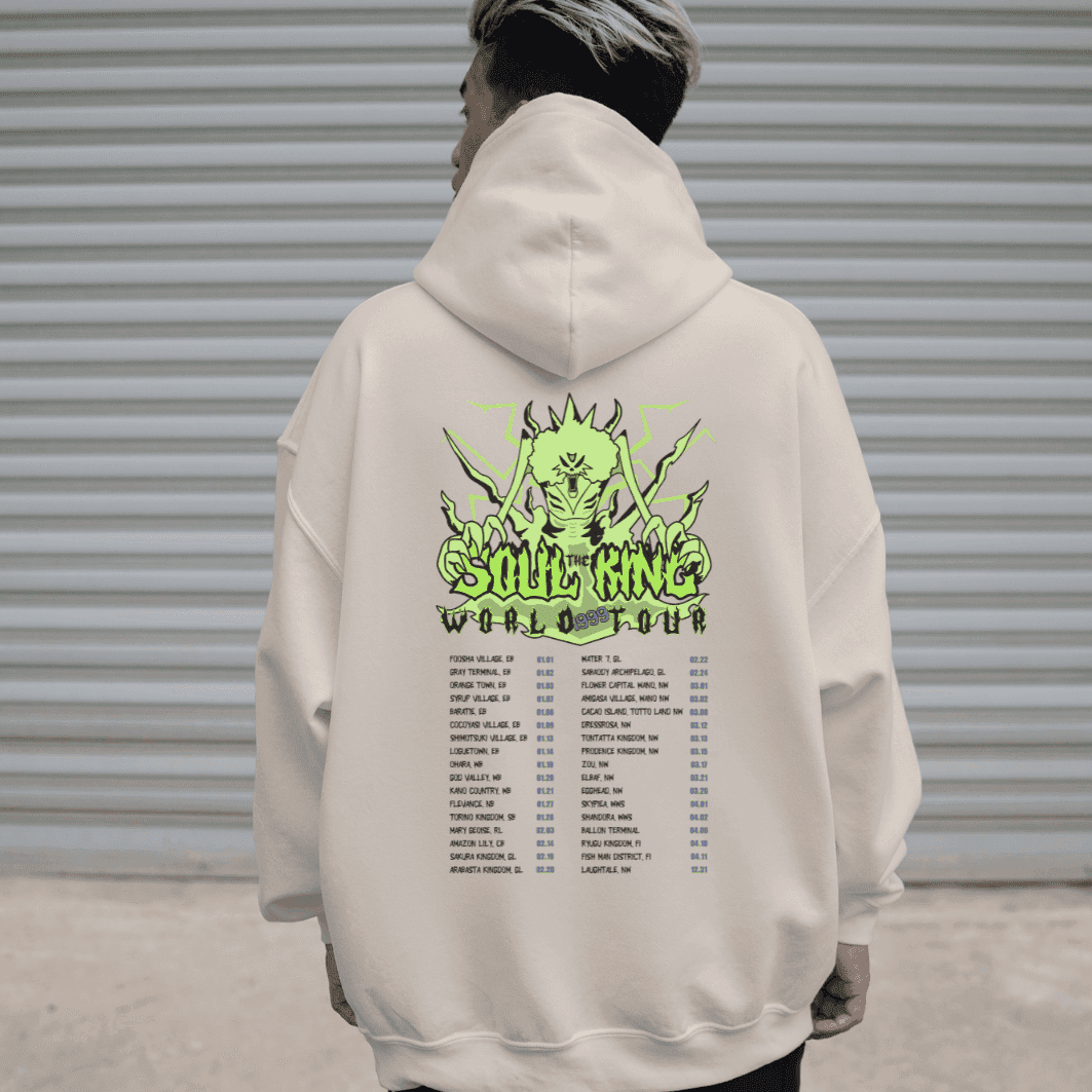 Soul King Brook 1999 World Tour Double Sided Premium Anime Manga Hoodie - Black / S