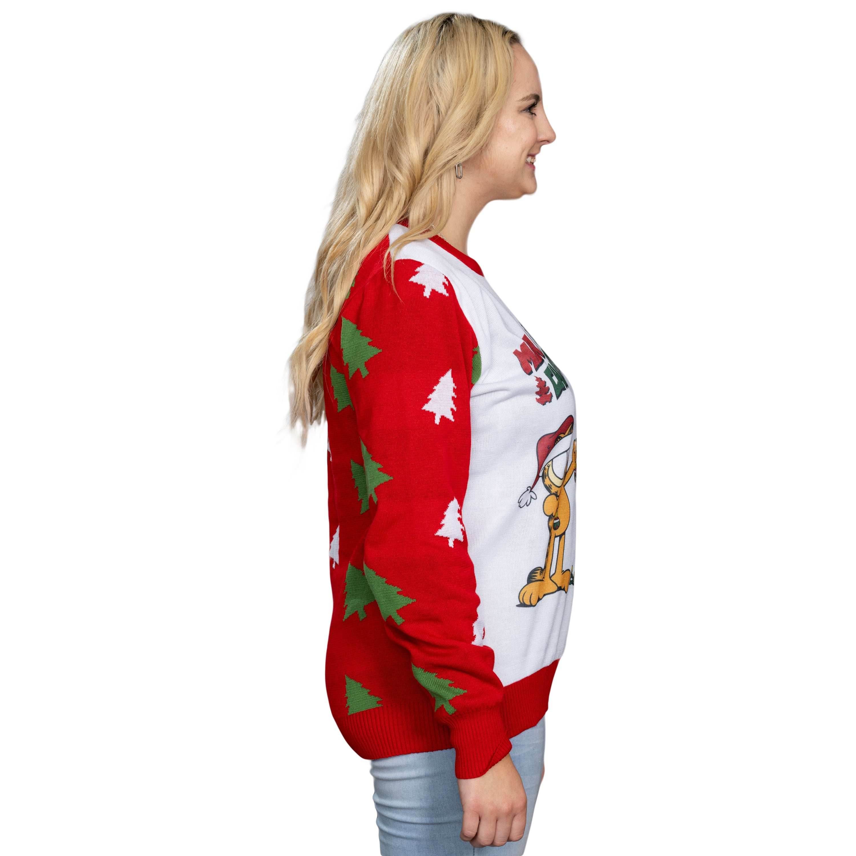 Merry Christmas Garfield Odie Xmas Tree Sweater - XS