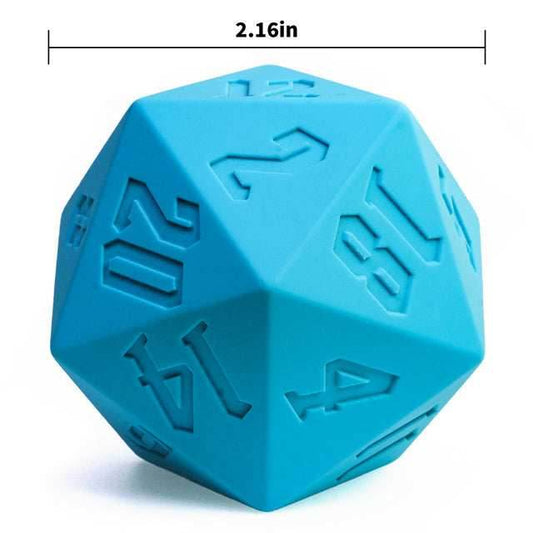 Large Blue Silicone d20 Dice 55mm | RPG Dice Novelty Piece - 