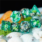 Sea Green Starfish Dice 7-Dice Set Resin Dungeons and Dragons Dice - 