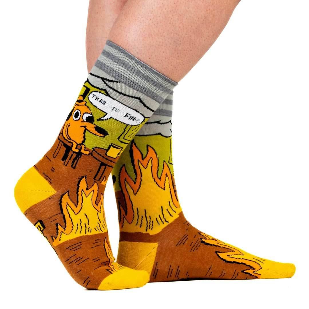 This is Fine. Also, Not Fine. Crew Socks - 