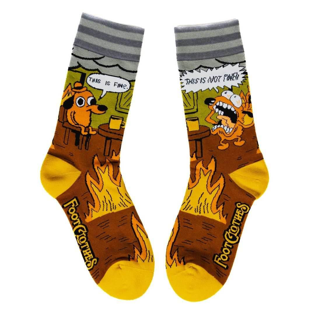 This is Fine. Also, Not Fine. Crew Socks - 