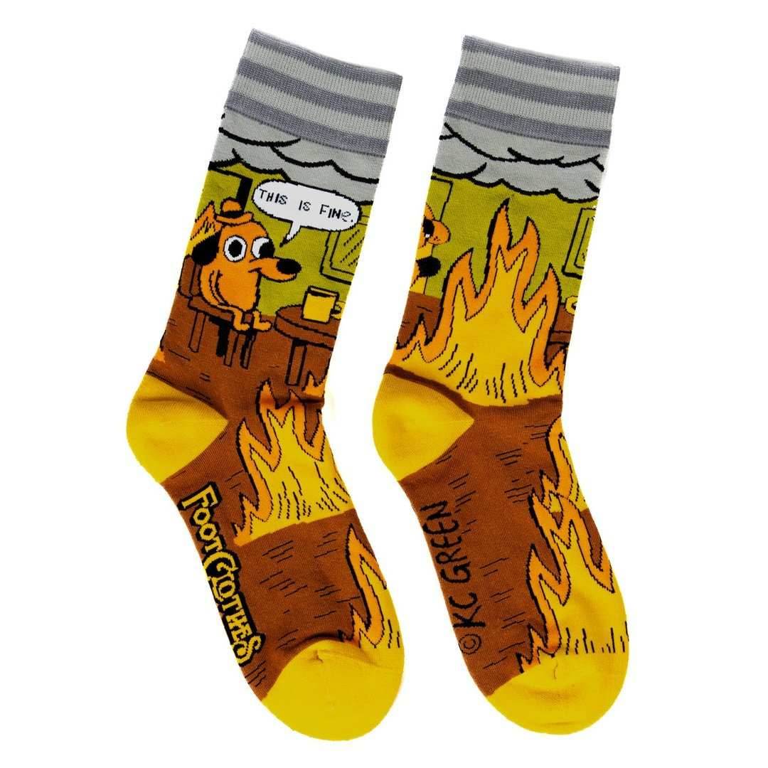 This is Fine. Also, Not Fine. Crew Socks - 