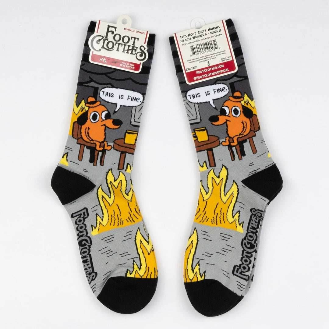This is Fine: Noir Edition Crew Socks - 