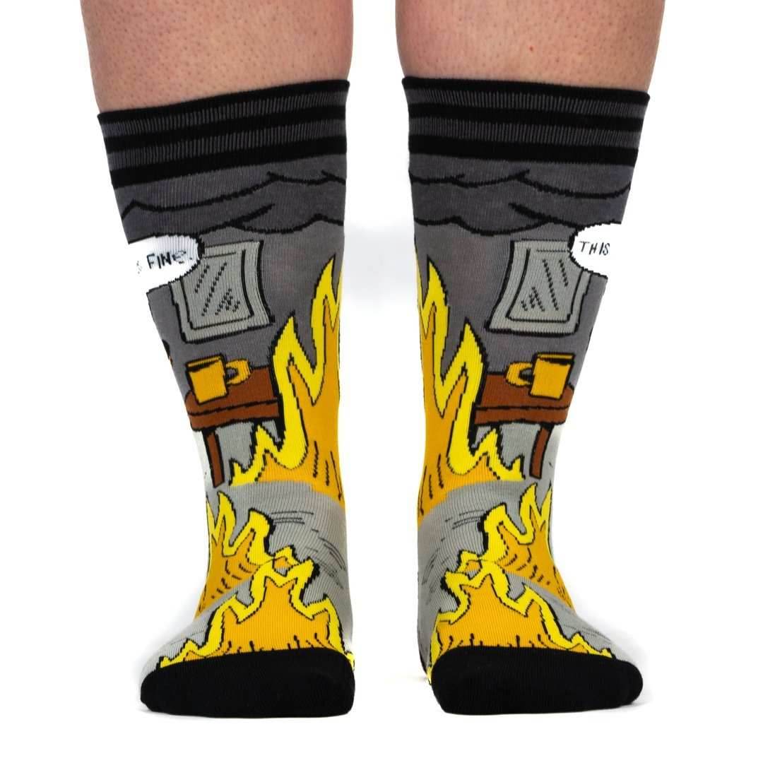 This is Fine: Noir Edition Crew Socks - 