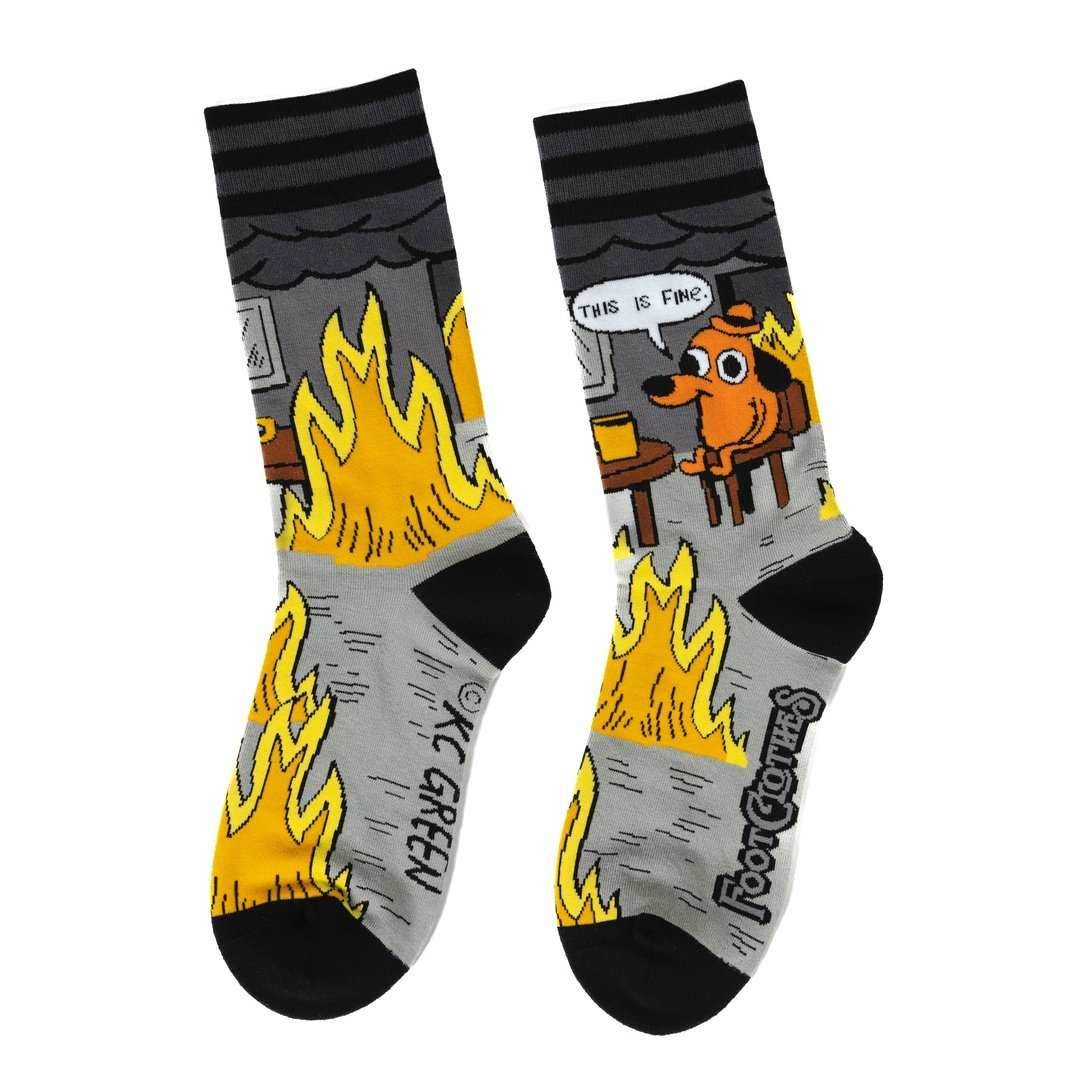 This is Fine: Noir Edition Crew Socks - 