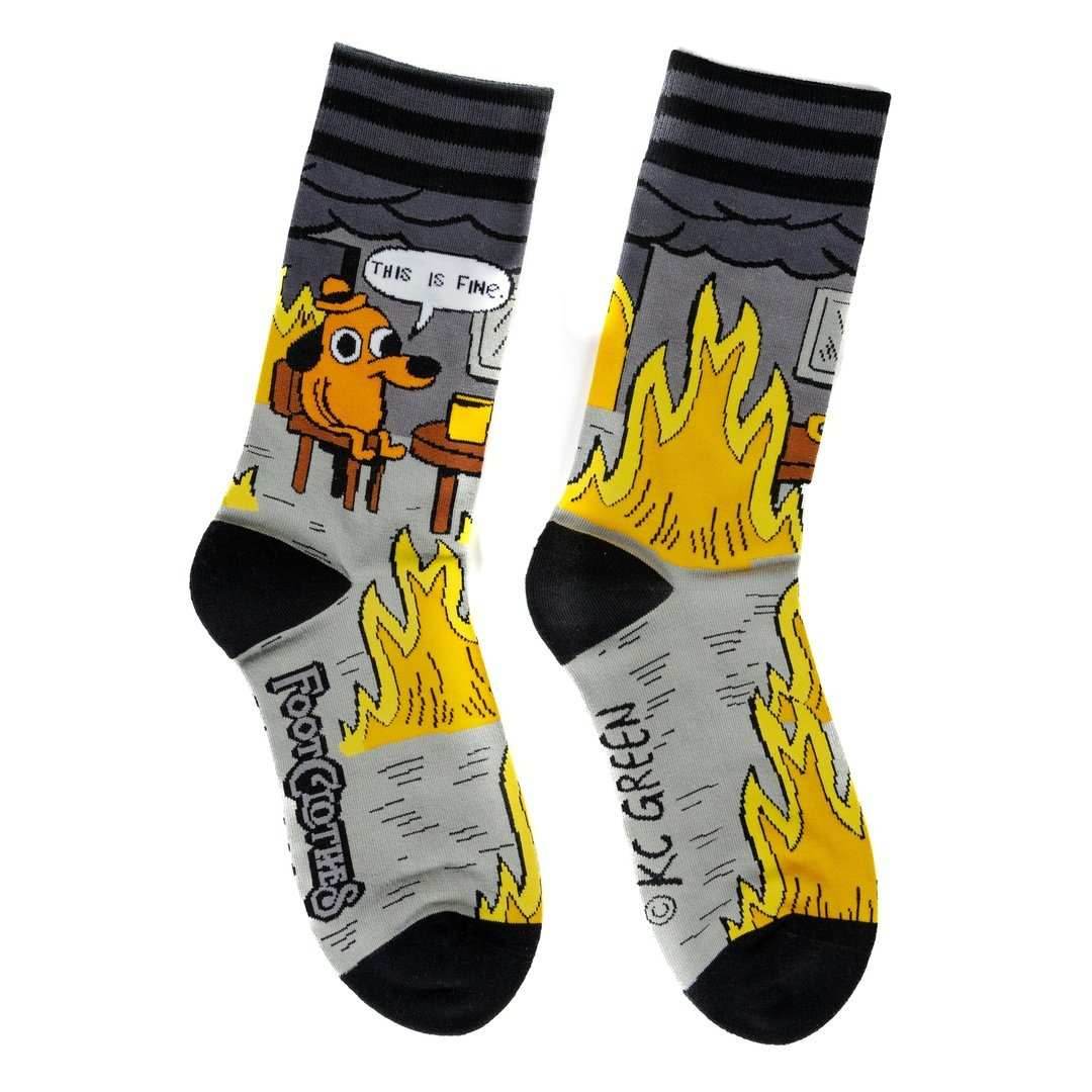 Metal This is Fine Crew Sock Pack | 2 Designs - 