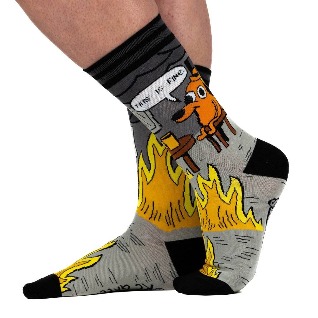 This is Fine: Noir Edition Crew Socks - 
