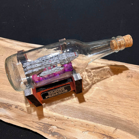 Battlestar Pegasus Starship in a Beer Bottle - 