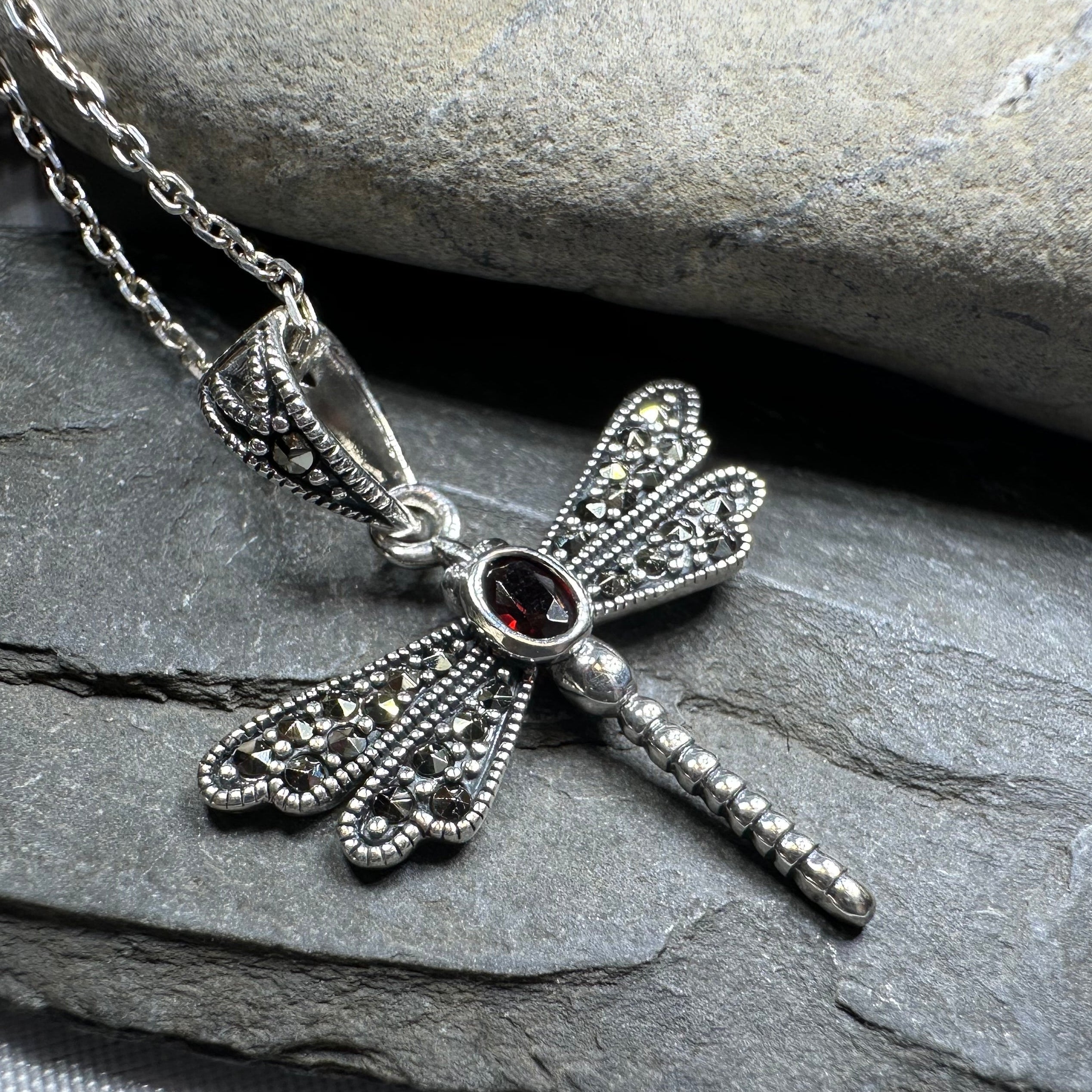 Triple Spiral Dragonfly Necklace