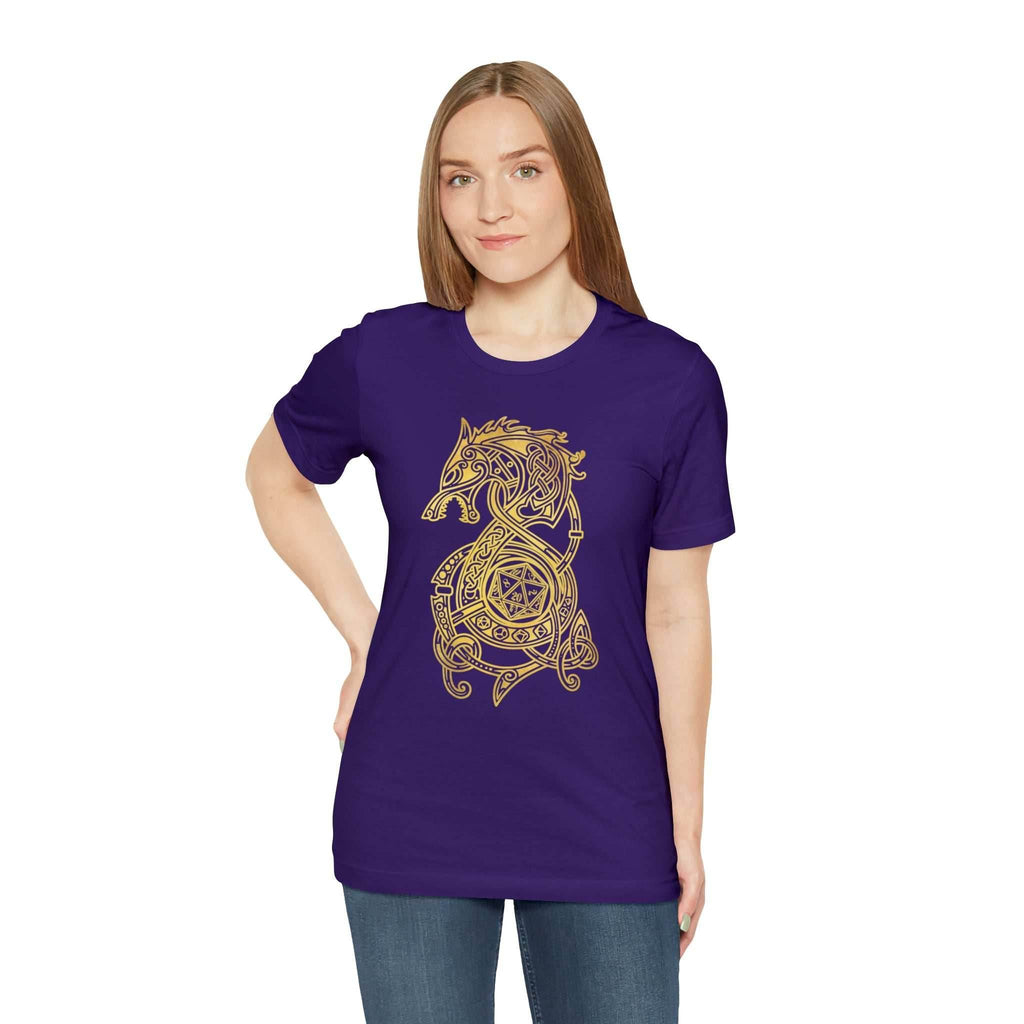 Golden Celtic Dice Dragon Shirt - Army / S