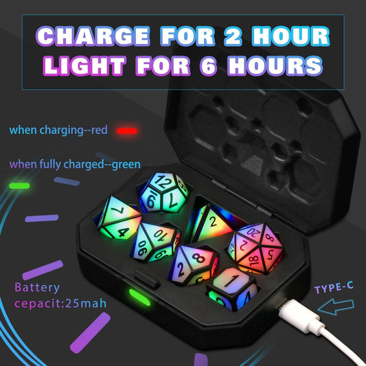 Dice - Light Up  7pcs Per Set Board Game Dice Pixels The Rechargeable Electronic LED Dice