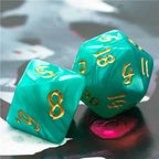 Seafoam Macaron 7-Dice Blend Set w/Gold Numbers - 