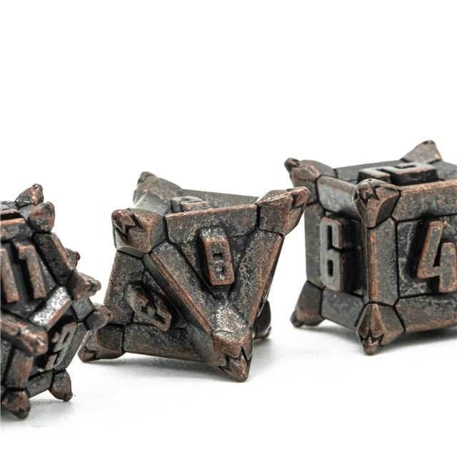 Ancient Copper Pinwheel Strengthened Metal 7-Dice Set | Metal DND Dice - 