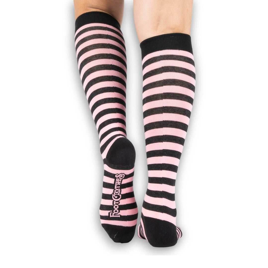 Bubblegum and Black Stripes Knee High Socks - 