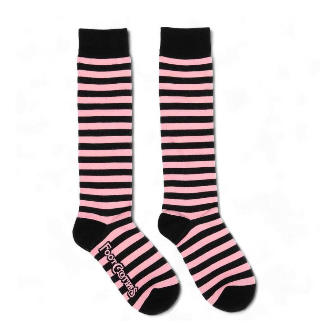 Bubblegum and Black Stripes Knee High Socks - 