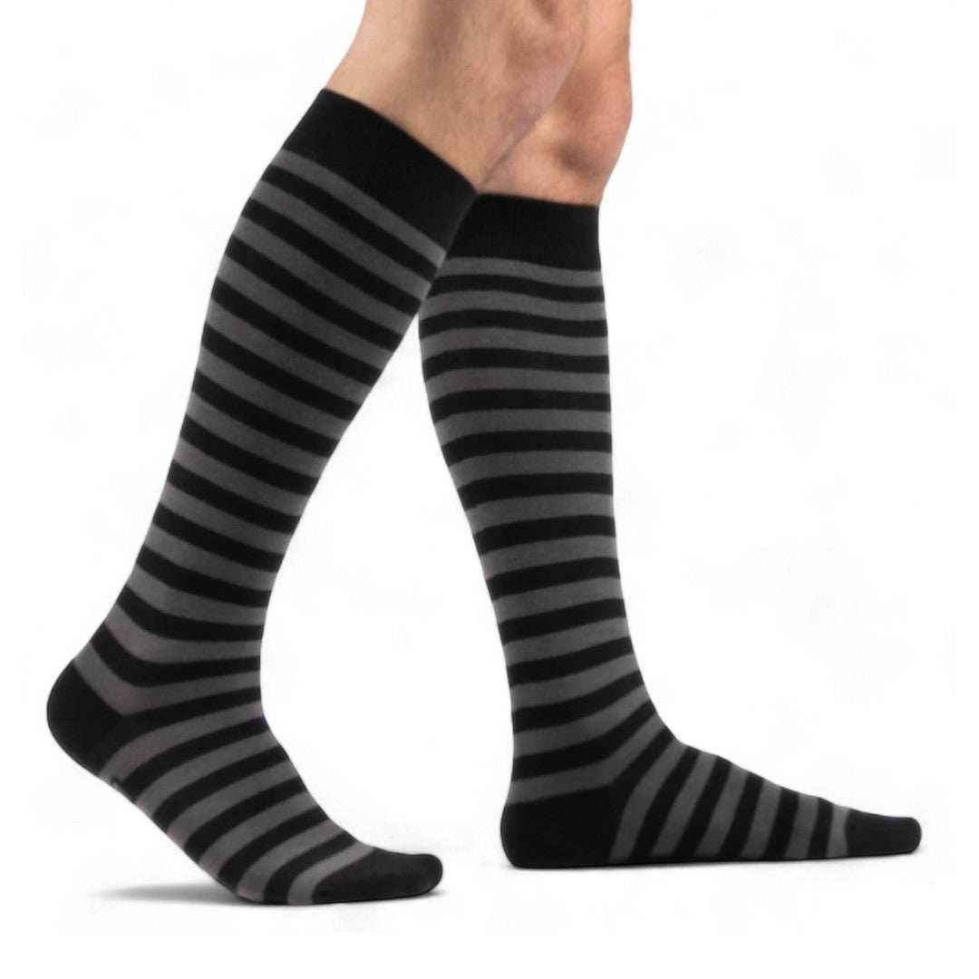 Smoke and Black Stripes Knee High Socks - 