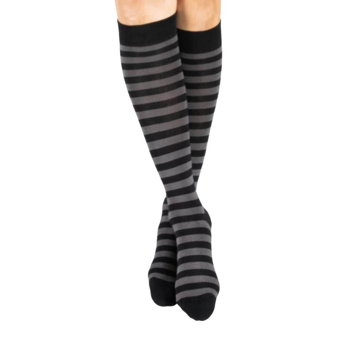 Smoke and Black Stripes Knee High Socks - 