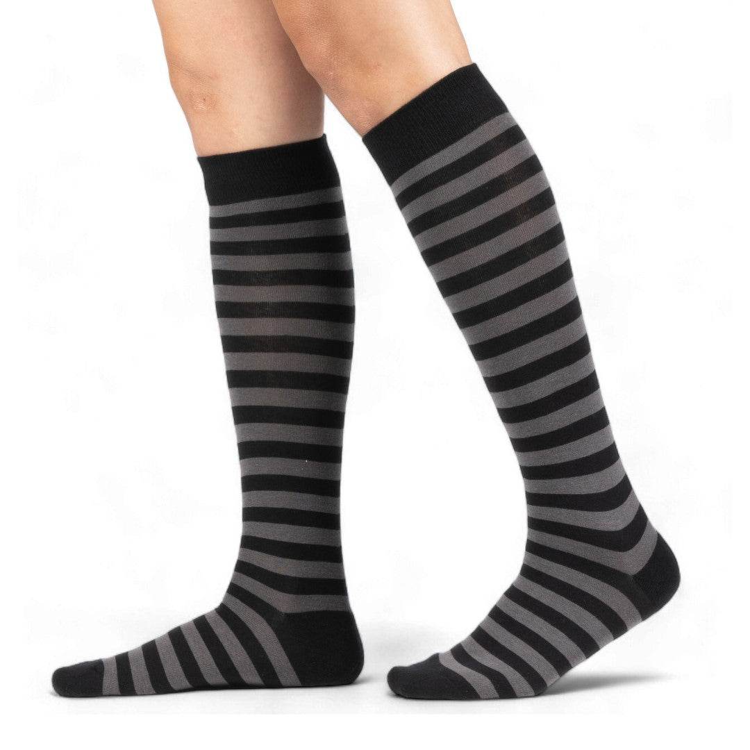 Smoke and Black Stripes Knee High Socks - 