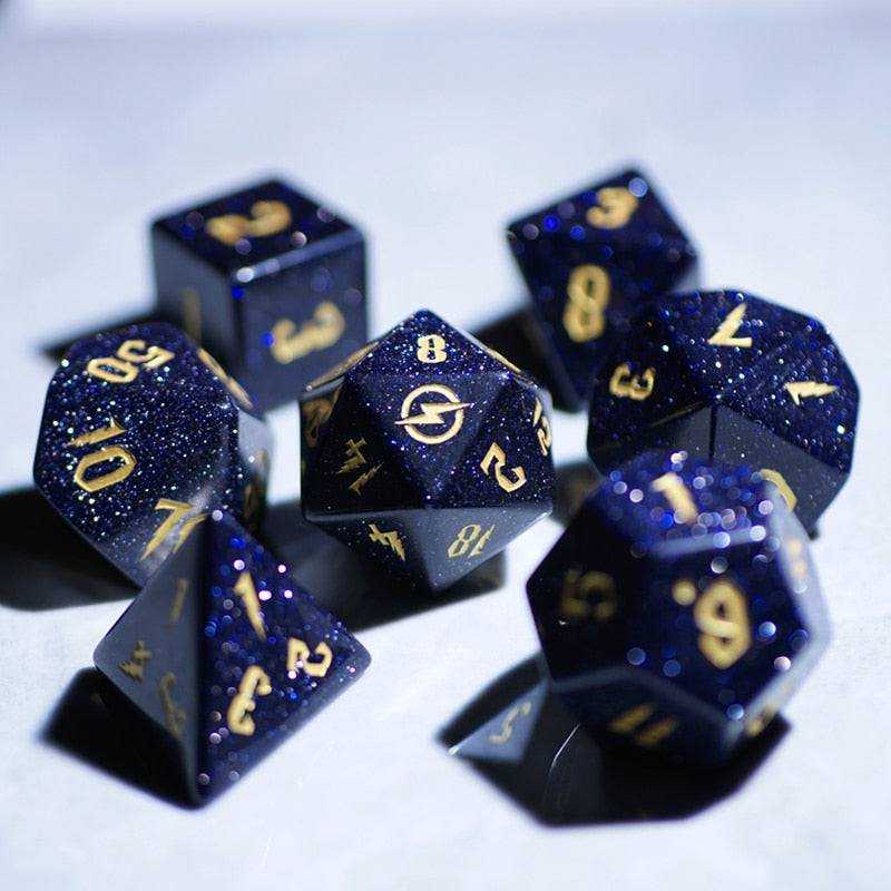 Blue sandstone faceted dice-DungeonDice1