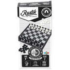 Travel Games: Rustik Foldable Magnetic Checkers/Chess (Black/White) - 