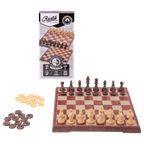 Travel Games: Rustik Foldable Magnetic Checkers/Chess (Peachwood) - 