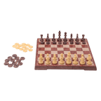 Travel Games: Rustik Foldable Magnetic Checkers/Chess (Peachwood) - 