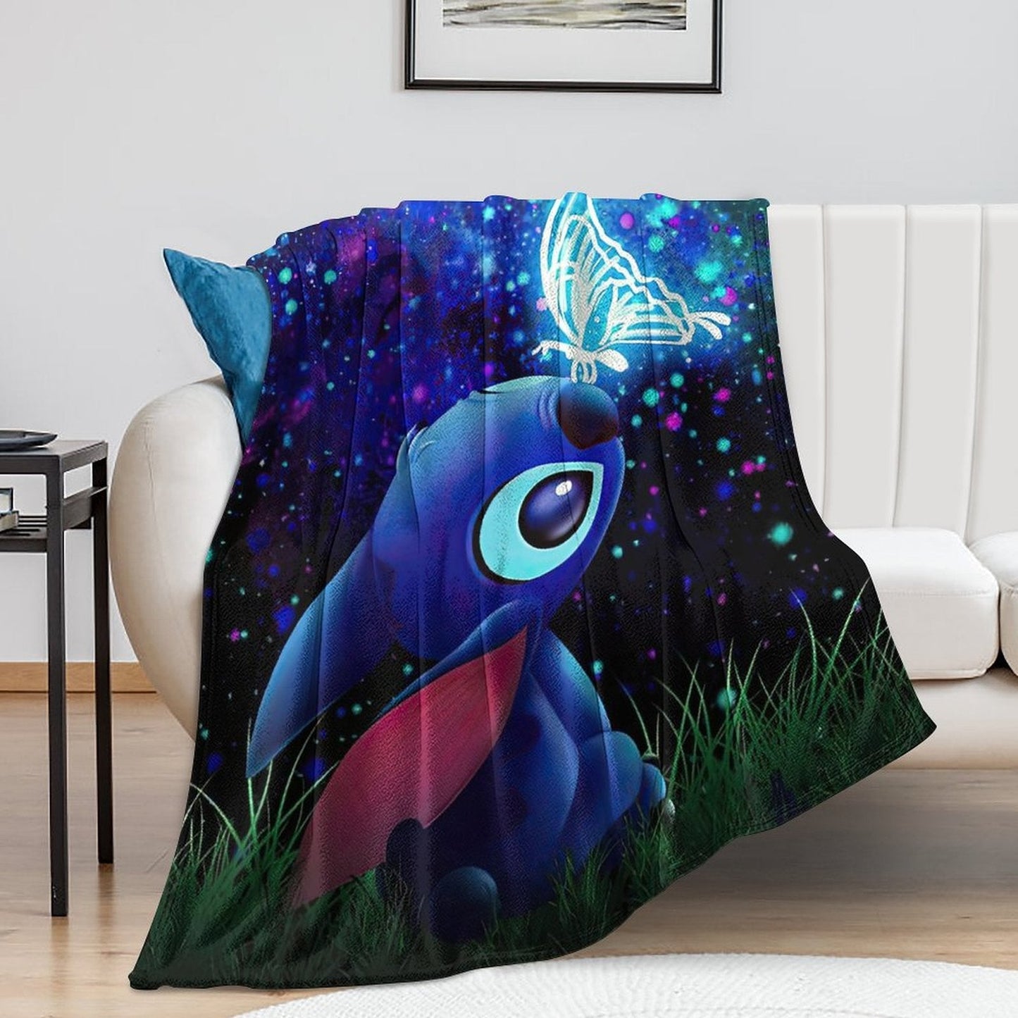 Stitch Butterfly Starry Sky Throw Blanket