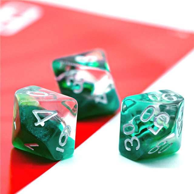 Green Demon Eye Dragon Eye Dice 7-Dice Set Resin Dungeons and Dragons Dice - 