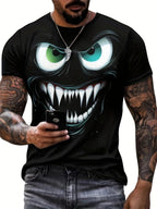 3D Evil Smile Shirt for Men – Streetwear Graphic Short Sleeve Tee