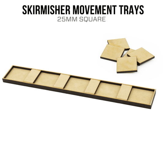 Skirmisher Movement Trays - 25mm Square / Blank
