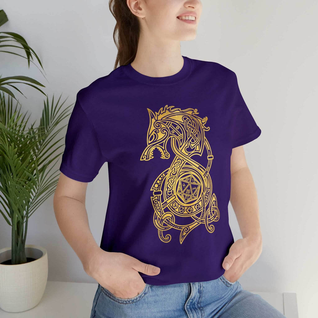 Golden Celtic Dice Dragon Shirt - Army / S