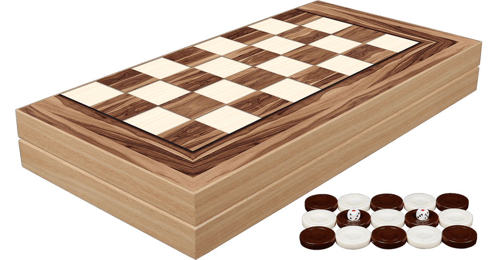 Backgammon - 19" American Walnut Decoupage Backgammon Set