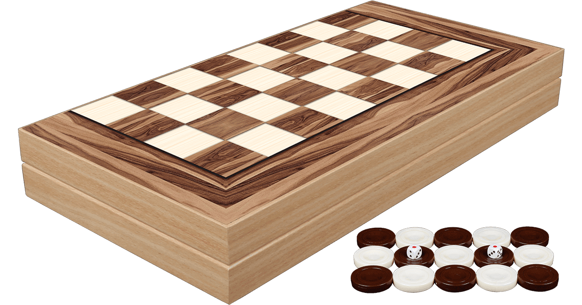 Backgammon - 19" American Walnut Decoupage Backgammon Set